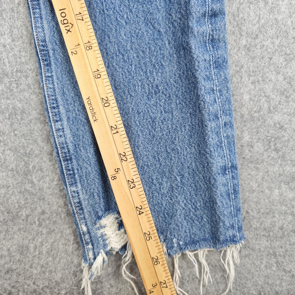 Agolde Riley High Rise Straight Crop Jeans Women's 24 Blue Distressed Frayed Hem - Picture 3 of 9
